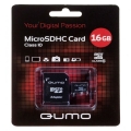 MicroSD 16GB  Qumo Class 10 +SD адаптер